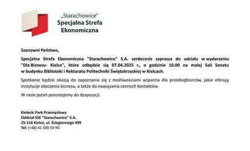 Zdjęcie do Zaproszenie do udziału w wydarzeniu DLA BIZNESU-KIELCE