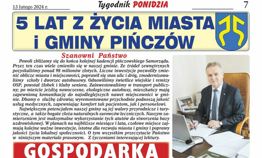 Zdjęcie do 5 lat z życia Miasta i Gminy Pińcz&oacute;w